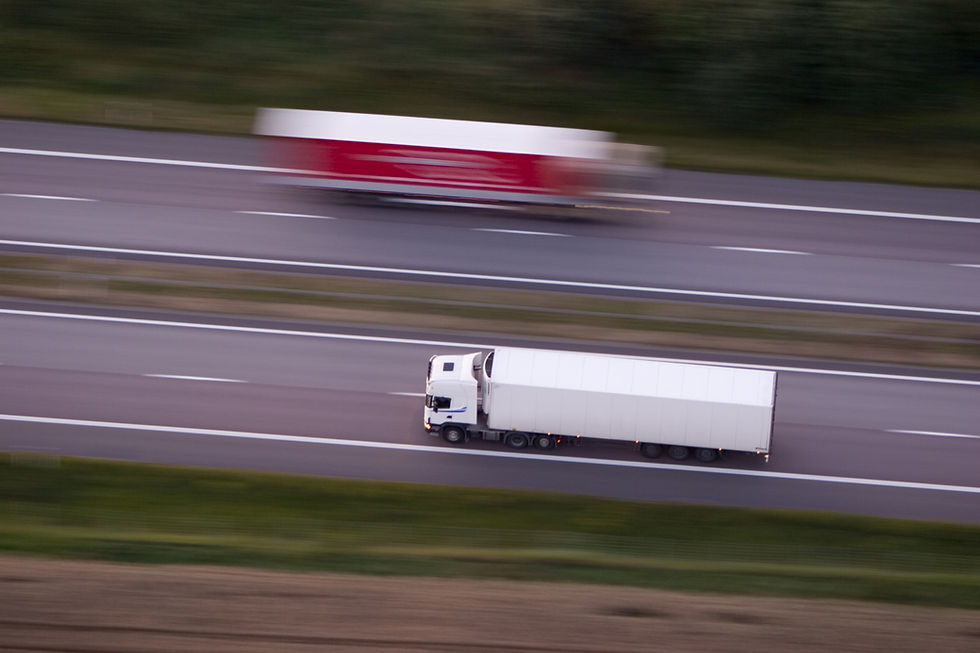 Lorries on a country road