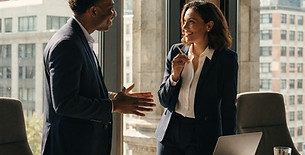 Business discussion meeting with men and women collaborating