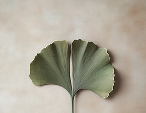 Feuille de ginkgo sur beige