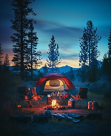Camping aconchegante ao pôr do sol