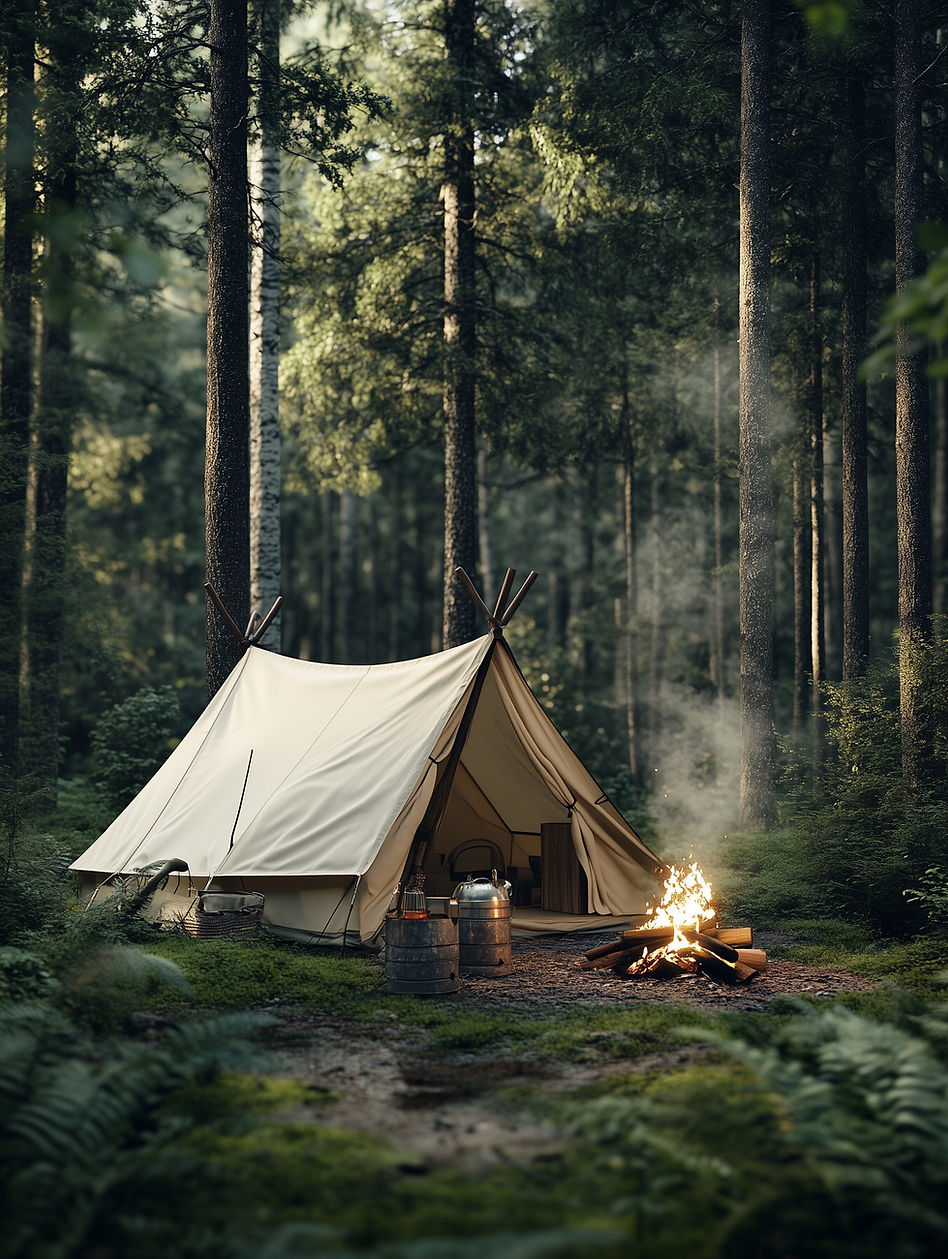 Scena kempingu w lesie