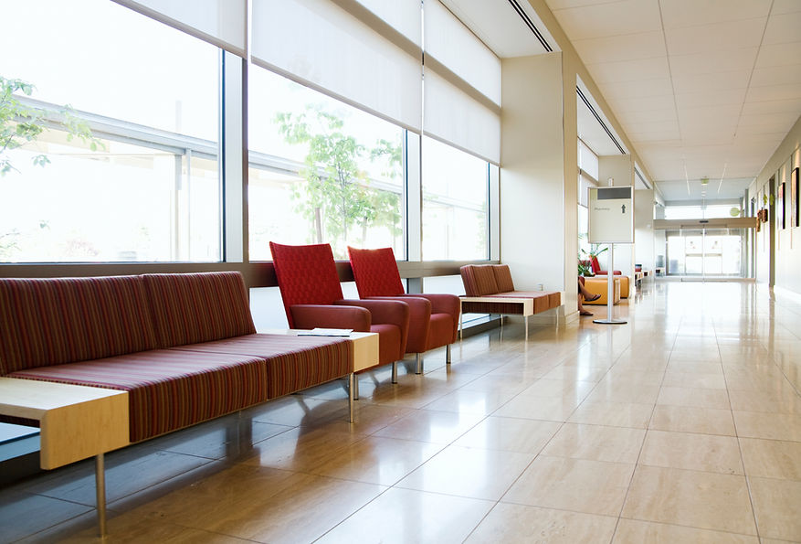 Hospital corridor and waiting area