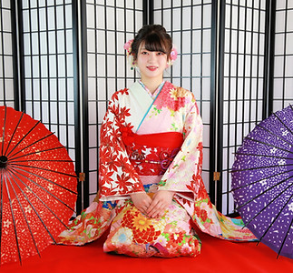 成人振袖撮影・晴れ姿の日本人女性