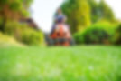 Person mowing a green lawn