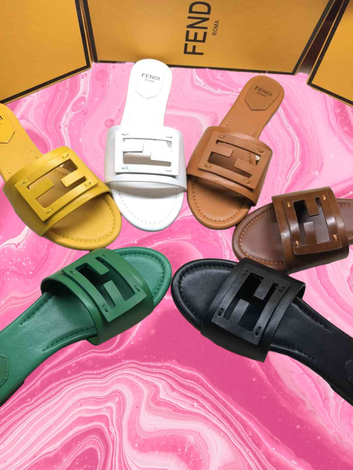 FF Detaled Leather Slides