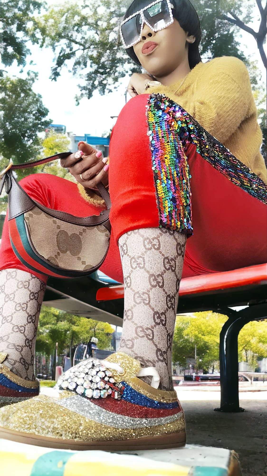 Women Falacer Glitter Gold Shoes