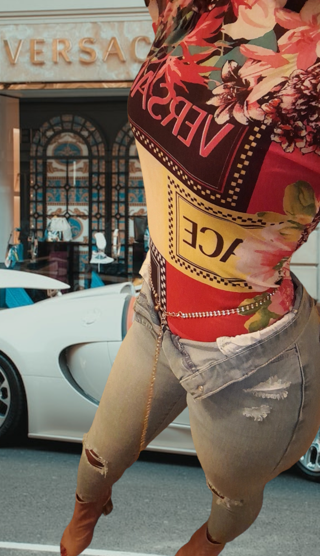 V - Floral Statement Bodysuit