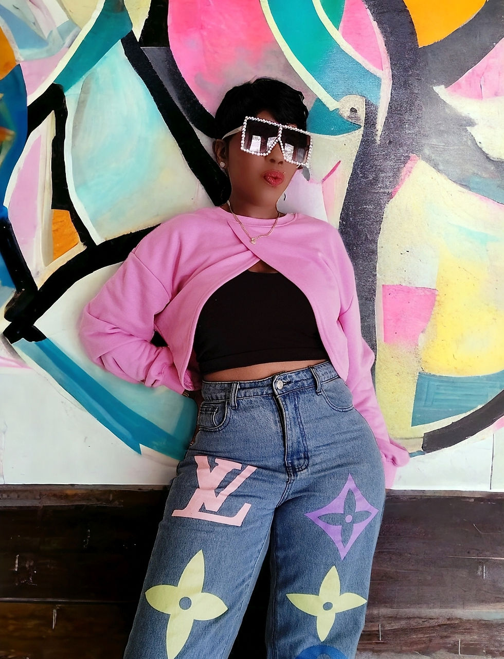 Thumbnail: Multicolor Logo Printed Denim Jeans 