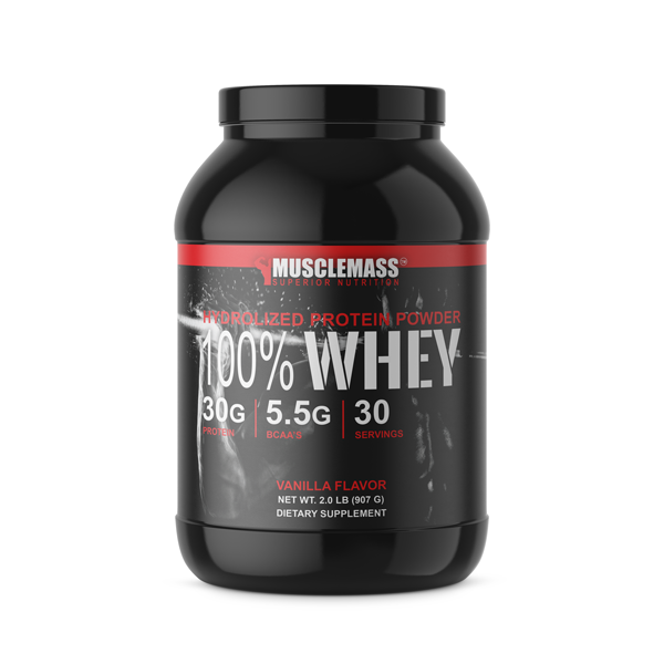 Whey Protein Hydrolyzed  2lb 30g 5g BCAA Rapid Lean Muscle Recovery MuscleMass