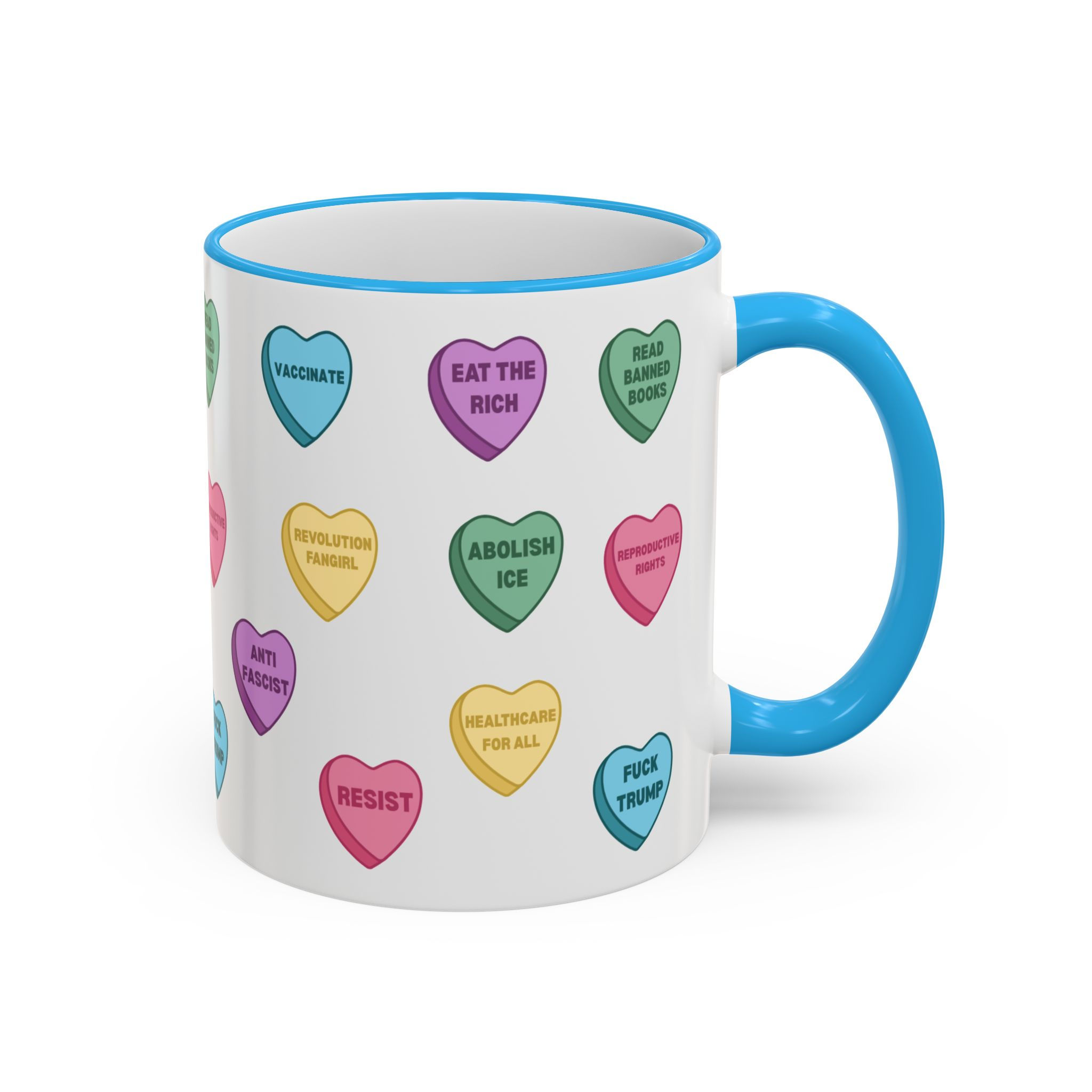 Political Candy Hearts Accent Handle Mug