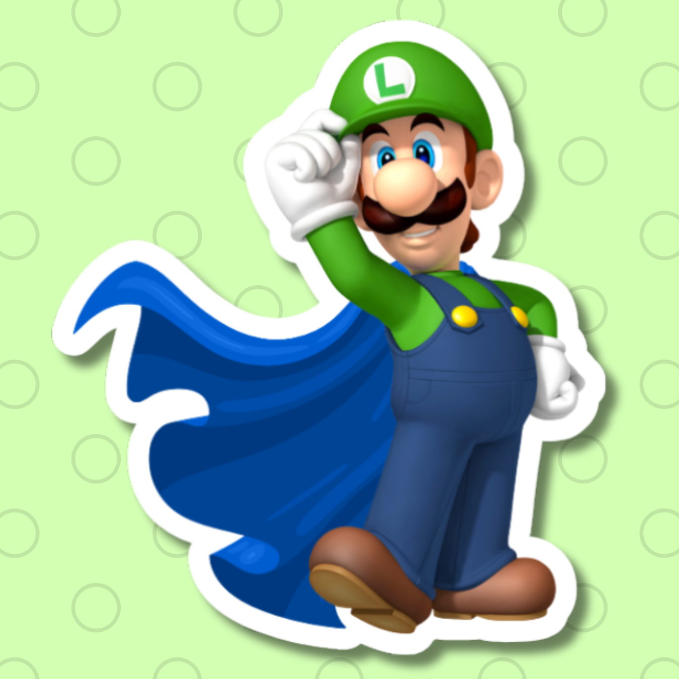vinyl sticker of luigi wearing a cape