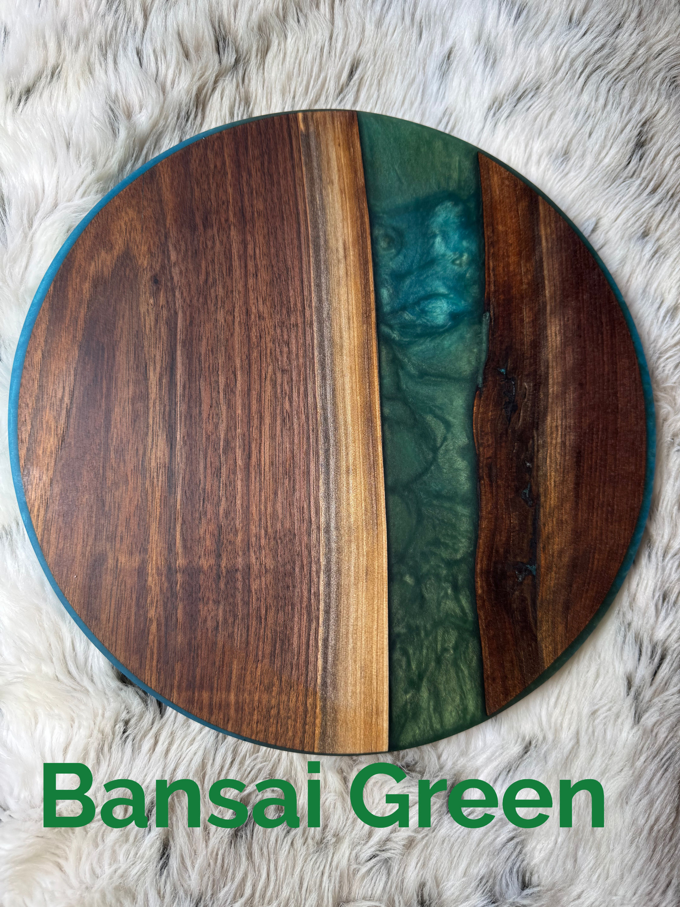 12" Round Live Edge Walnut and Resin Cheese & Charcuterie Board