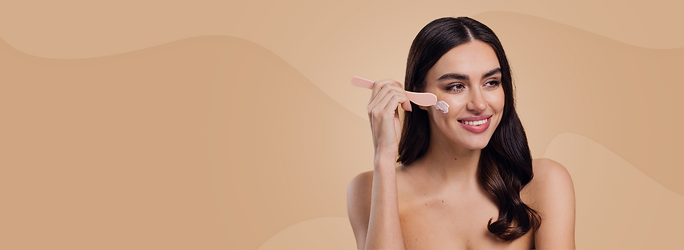 Woman applying skincare