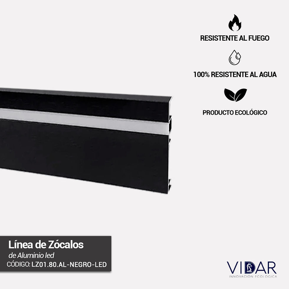 Miniatura: ZÓCALO DE ALUMINIO LZ01.80.AL-NEGRO-LED