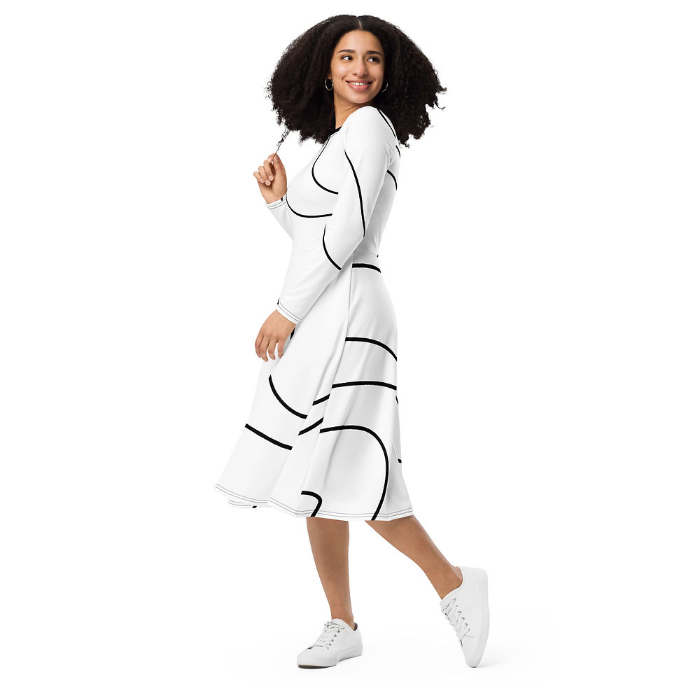 Thumbnail: Long sleeve midi 'HEX' dress