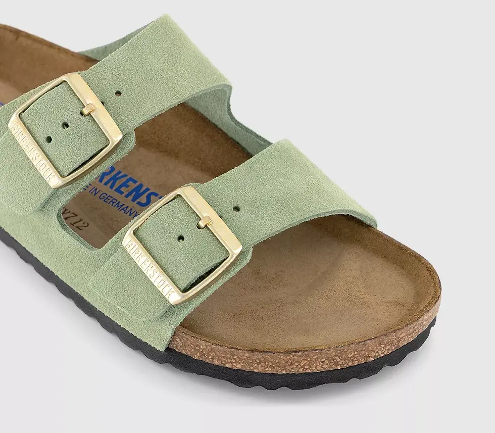 Thumbnail: Arizona Soft Footbed Green Tea Suede Leather with Gold buckle