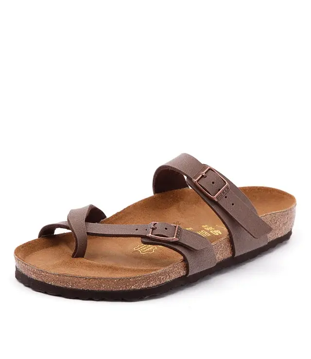 Thumbnail: Mayari  Mocca Birkenstock with Rose Gold Buckles Regular