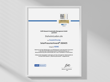 SolarProsumerAward 2024/25 für DaheimLaden.de