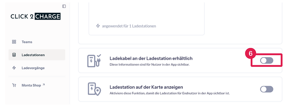Screenshot mit Anleitung für die Einrichtung der Ad Hoc Bezahlung an der Wallbox