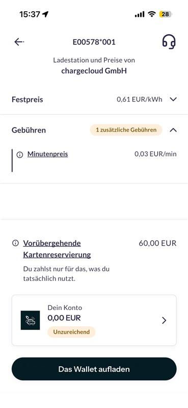 Öffentlichen Ladevorgang in der Click2Charge App bezahlen und freischalten