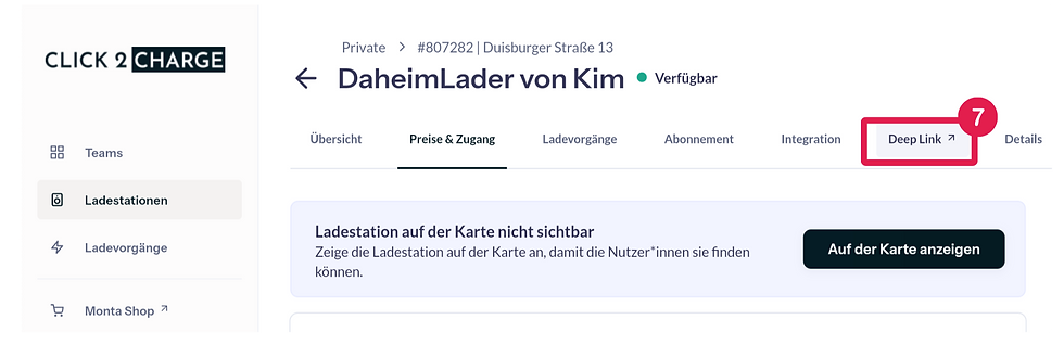 Screenshot mit Anleitung für die Einrichtung der Ad Hoc Bezahlung an der Wallbox