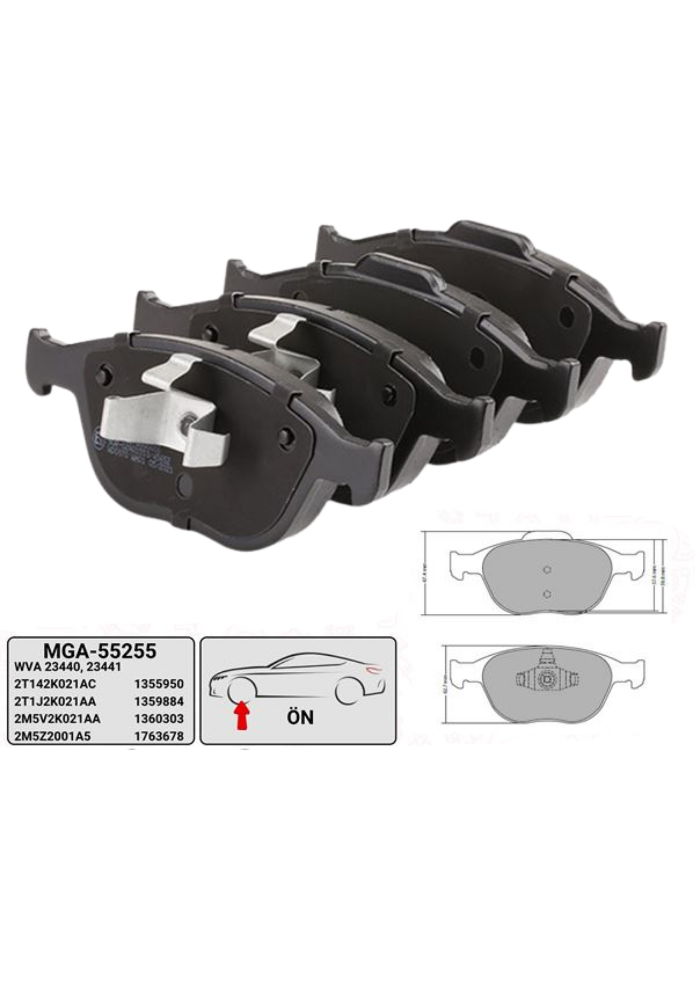 ON FREN BALATA ( FORD: FOCUS MK1 - FIESTA MK4 MK5 - CONNECT MK1 02- ) (WWA 2344