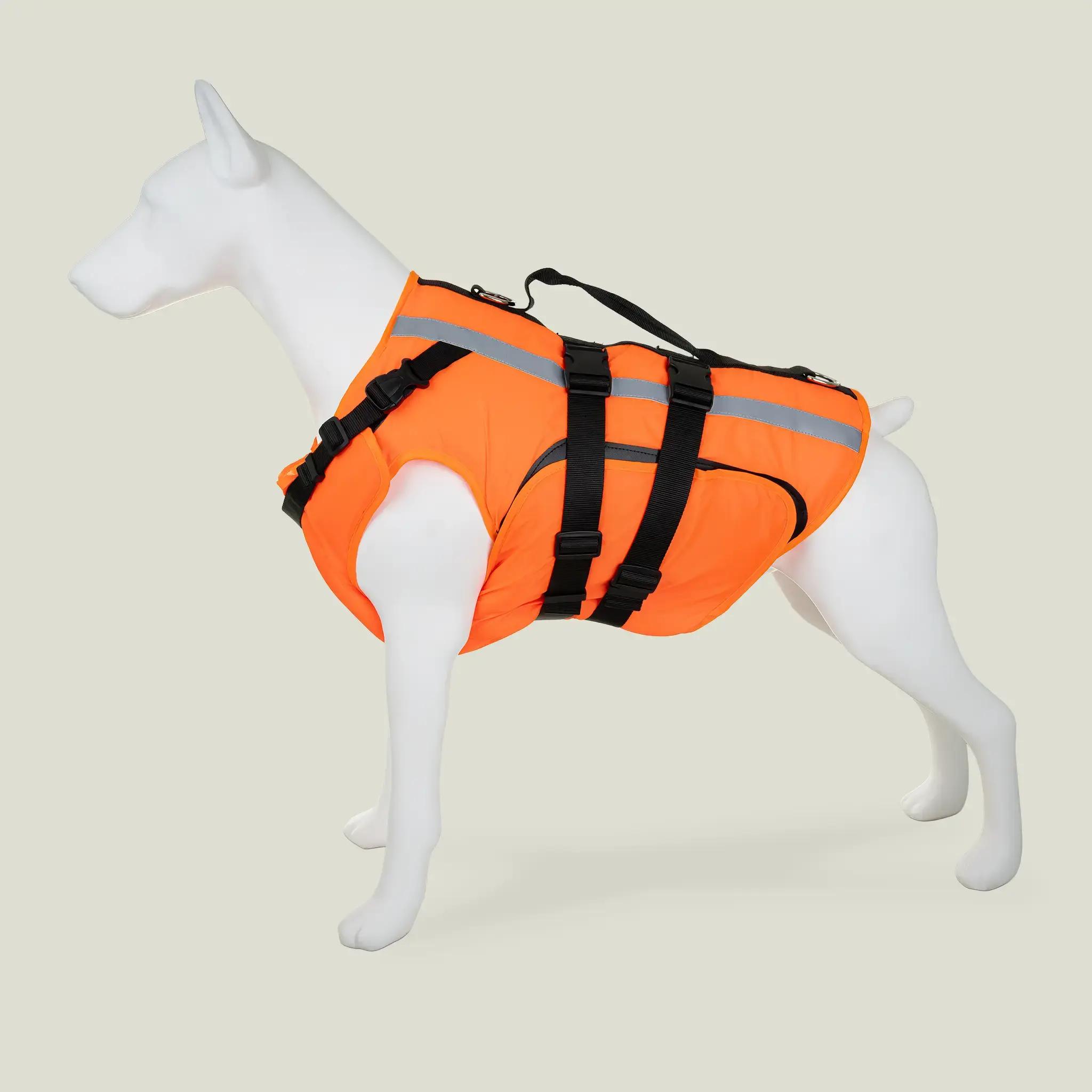 Kamizelka ratunkowa dla psa - M, L, XL, XXL - pomarańczowa, materiał  Oxford