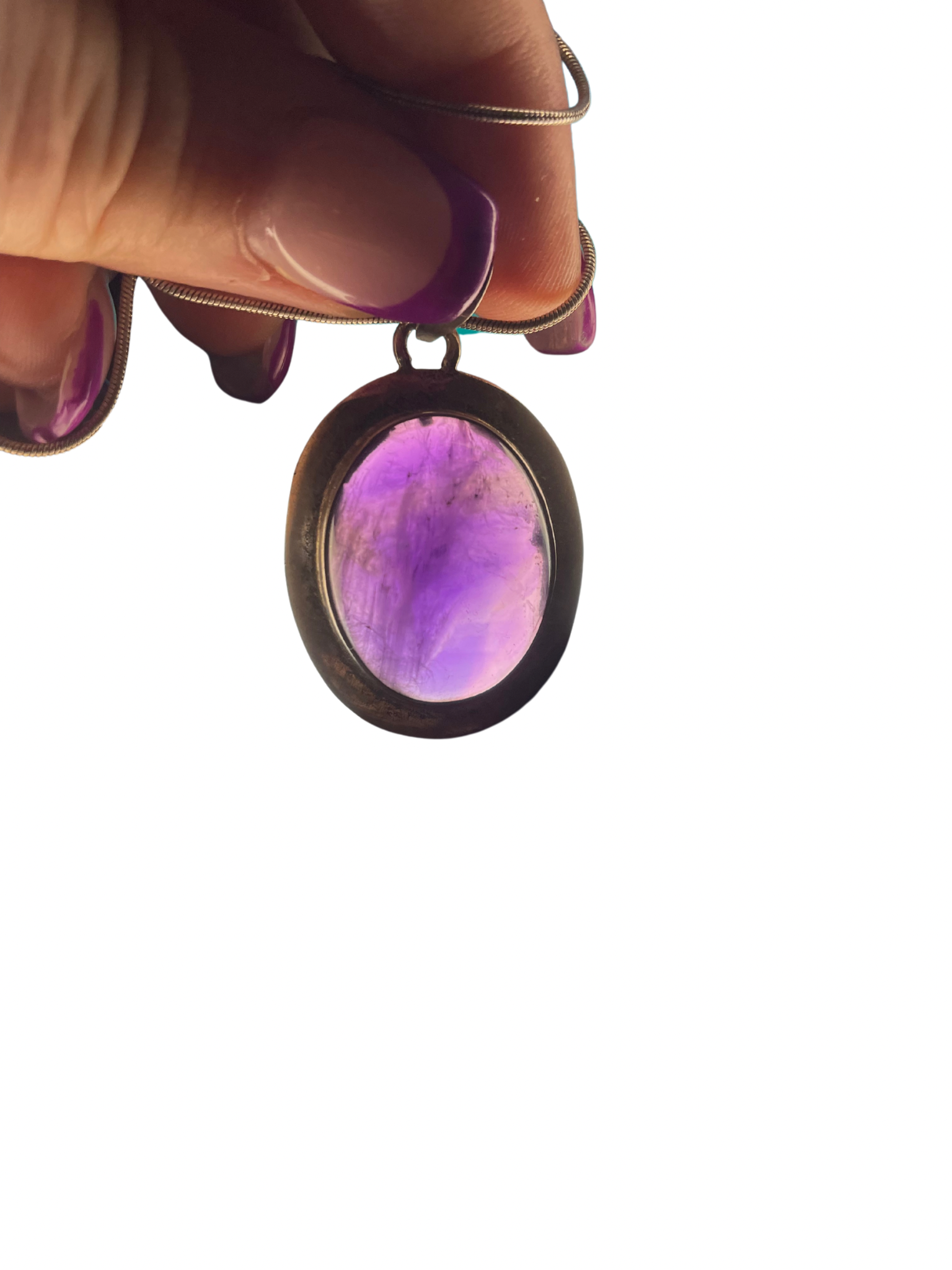 Ciondolo ametista con montatura argento 