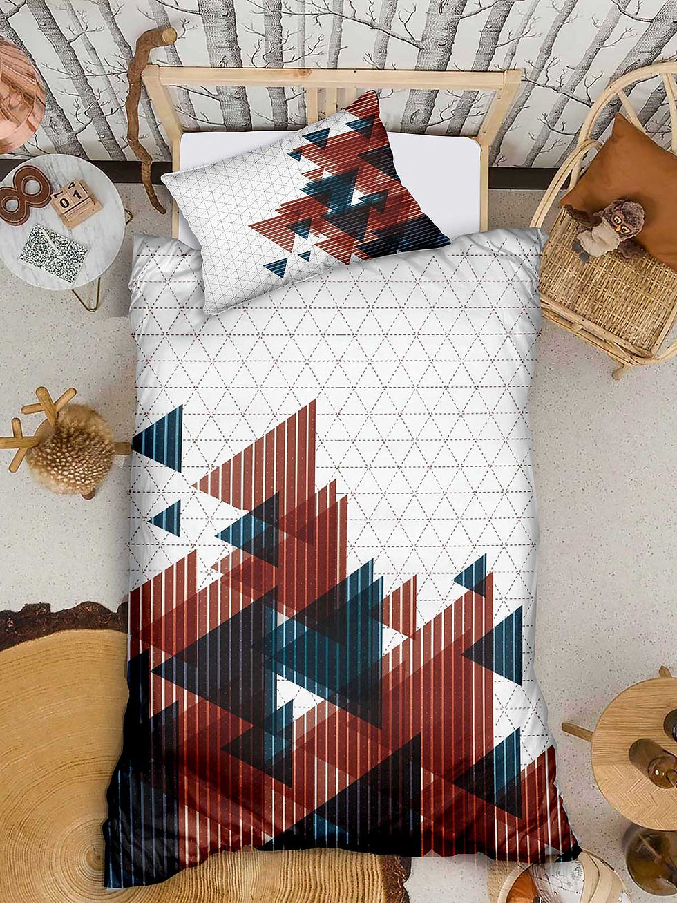 Renforcé Bettwäsche-Set Geometrisches Design 3D Dreiecke