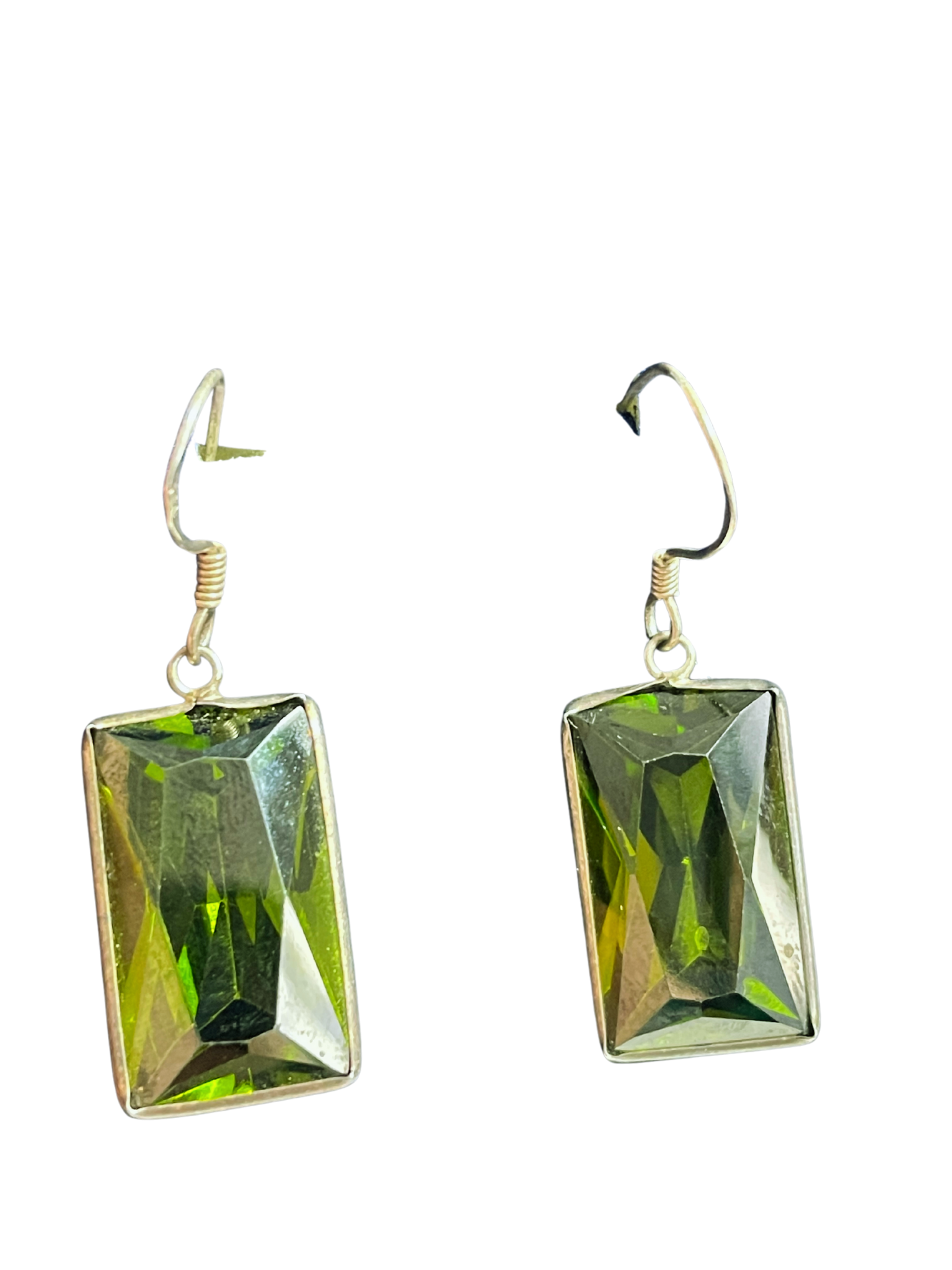 Orecchini Tormalina Verde gancio argento