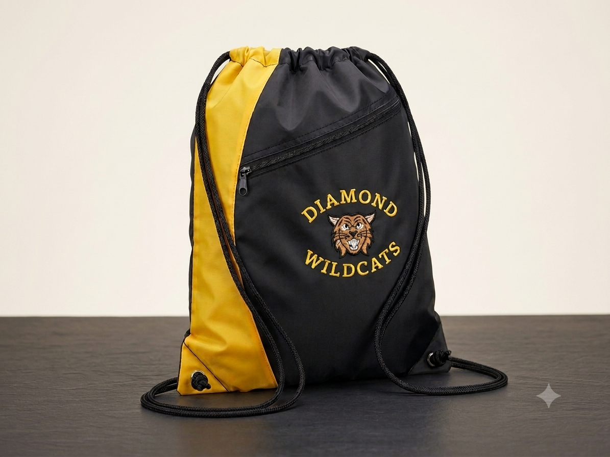 Diamond Drawstring Bag-Black/Gold
