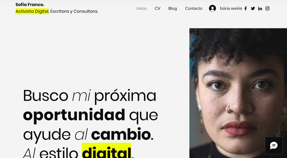 plantilla web para portafolio de marketing