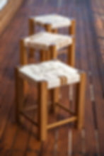 Woven Top Wooden Stool