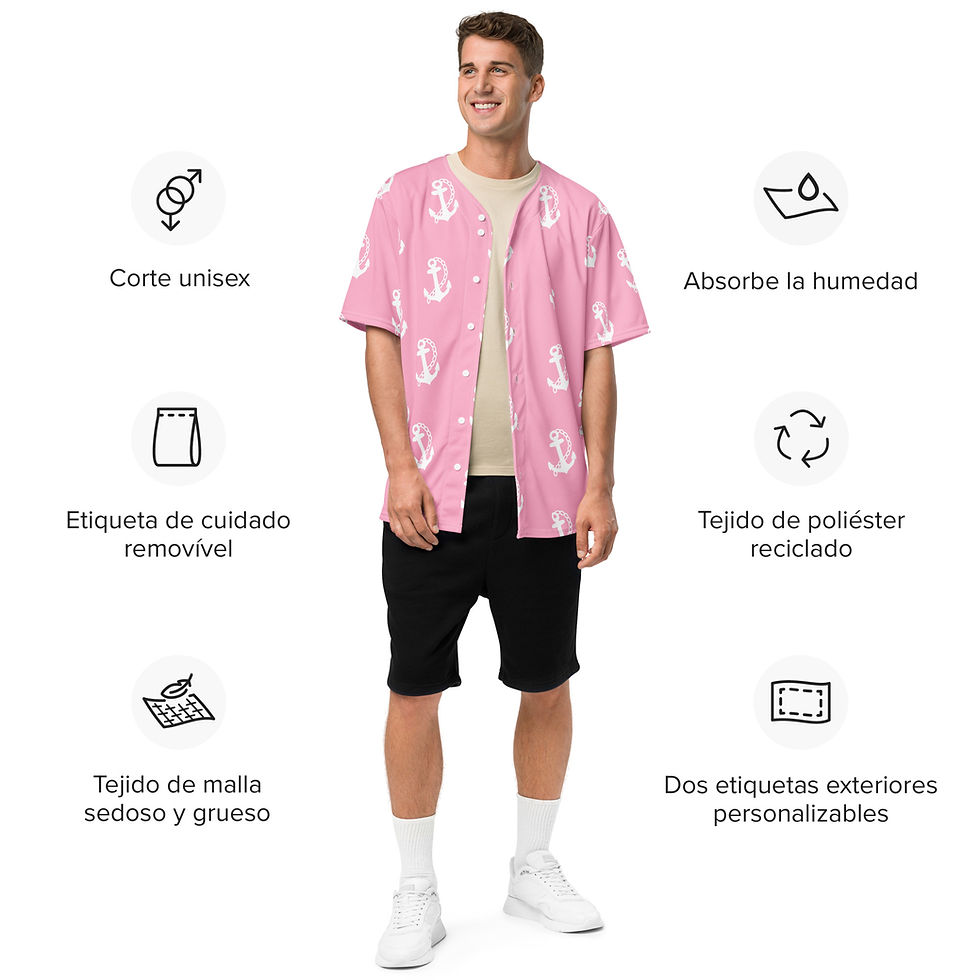 Thumbnail: Pink Unisex Recycled baseball jersey