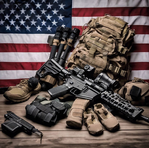 Patriotic flag and armor photo
