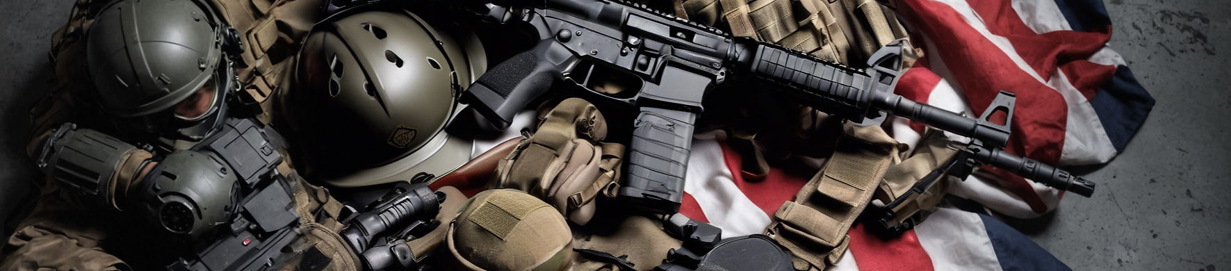 Patriotic image of USA flag and tactical gear