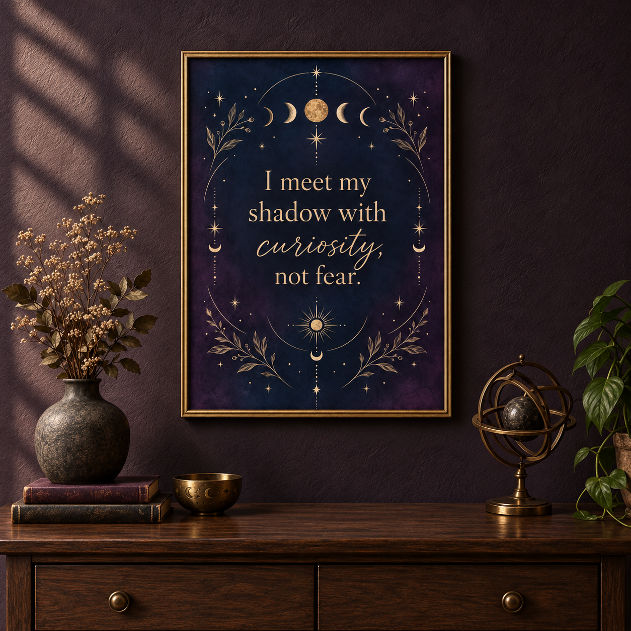Shadow Work Affirmation Wall Art Set – Celestial Printable Décor - Set of 6