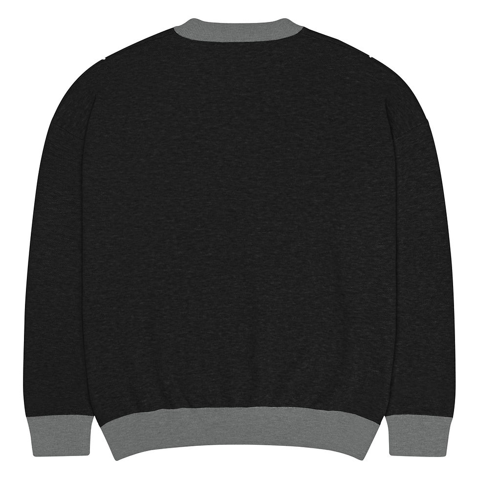 Thumbnail: Ornamental Snowflake Black Relaxed fit knitted crew neck sweater