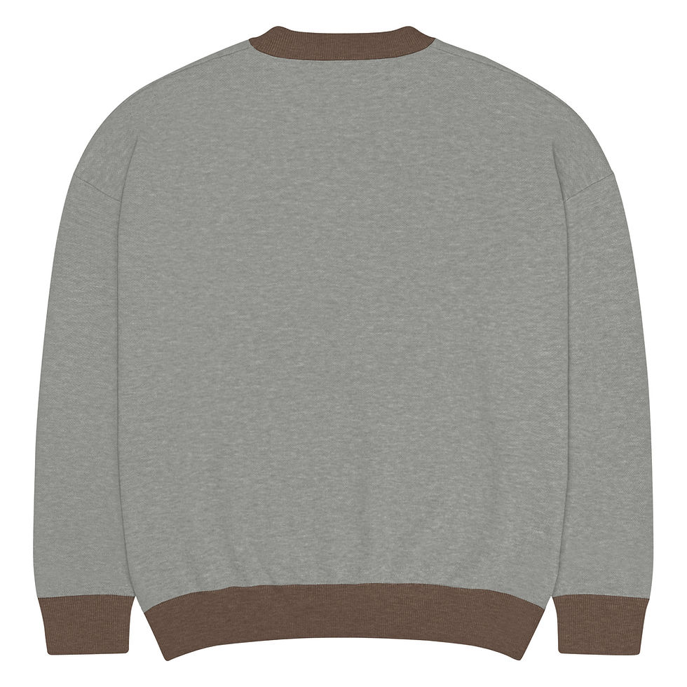 Thumbnail: Isha Luz Logo Grey Relaxed fit knitted crew neck sweater