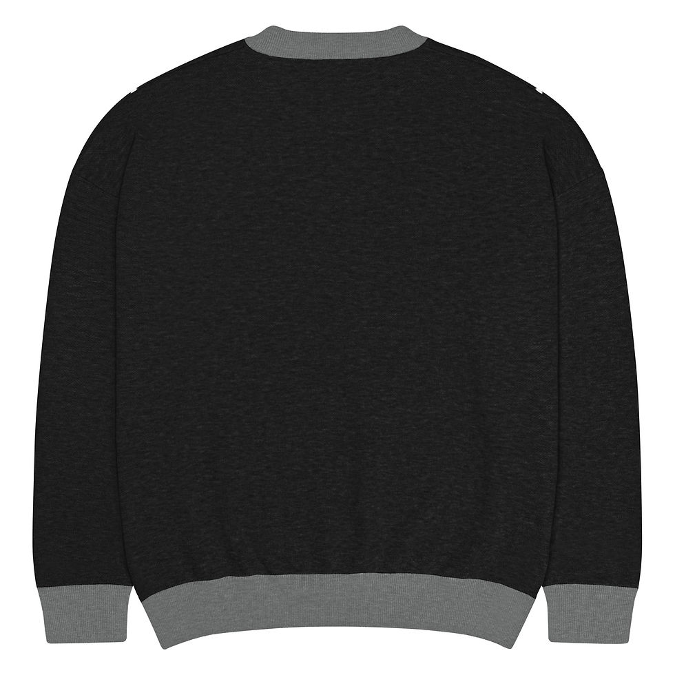 Thumbnail: Ornamental Snowflake Black Relaxed fit knitted crew neck sweater