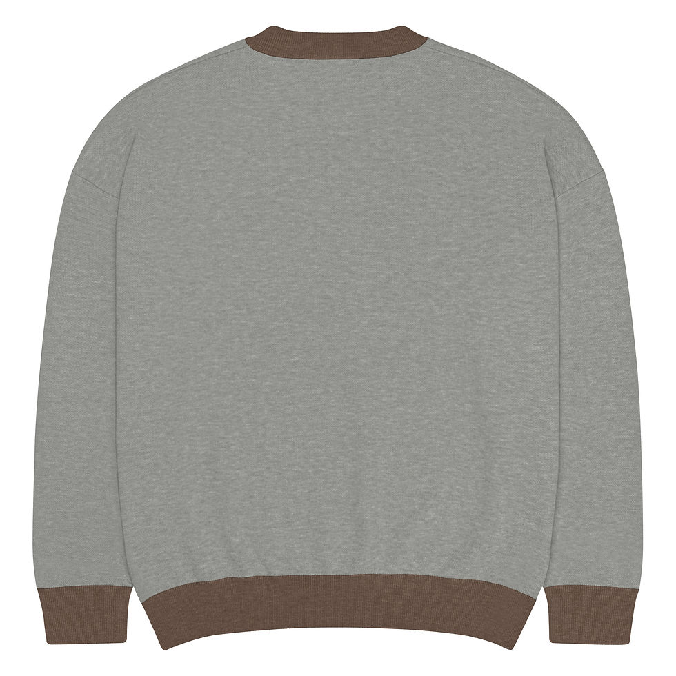 Thumbnail: Isha Luz Logo Grey Relaxed fit knitted crew neck sweater
