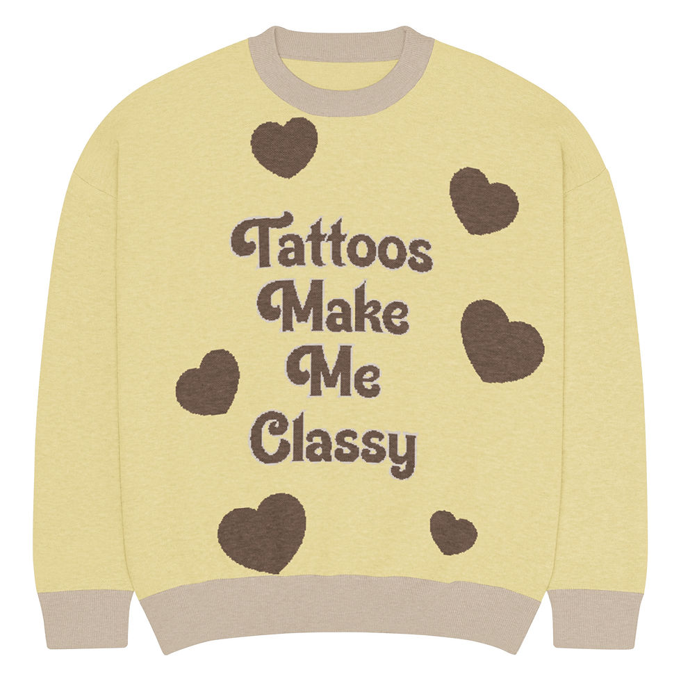 Thumbnail: Tattoos Make Me Classy Relaxed fit knitted crew neck sweater