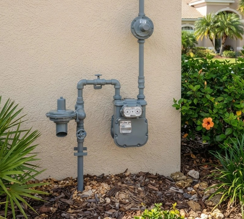 Natural Gas meter with regulator in Port St Lucie Florida