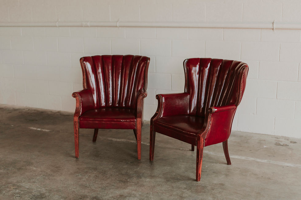 Thumbnail: Pair of red wingback chairs