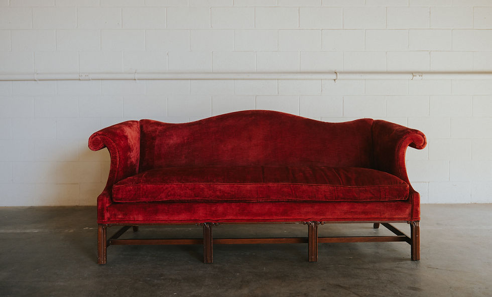 Red velvet sofa