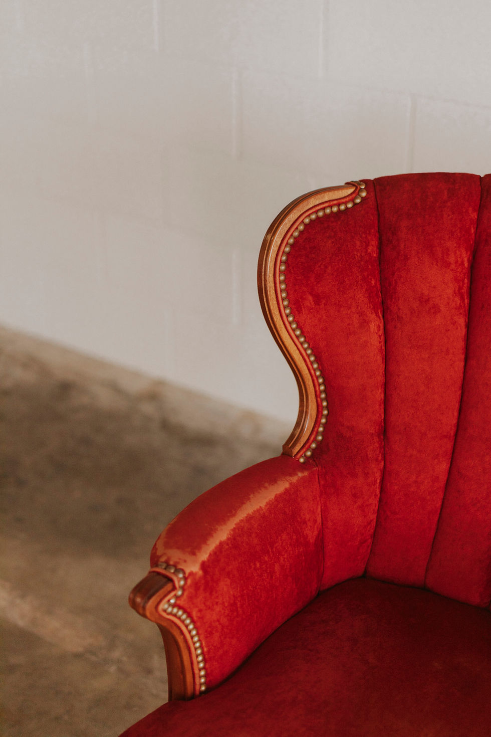 Thumbnail: Red velvet armchair with gold trim
