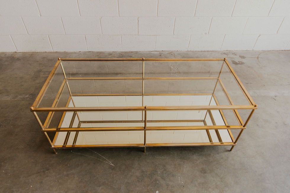 Thumbnail: Rectangular gold frame glass coffee table