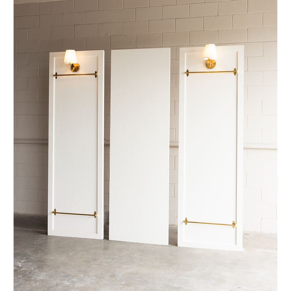 Thumbnail: Three white panels with brass sconces and bars