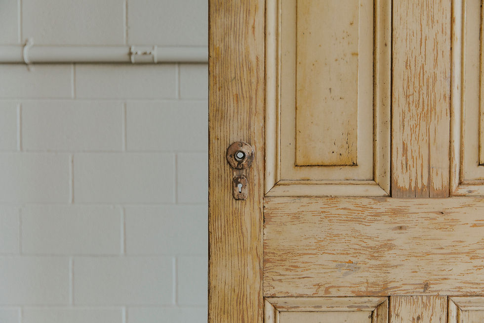 Thumbnail: Cream rustic door with vintage handle