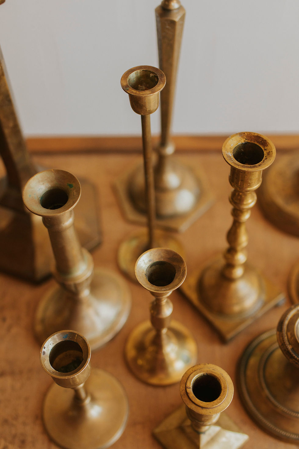 Thumbnail: Various brass candlesticks